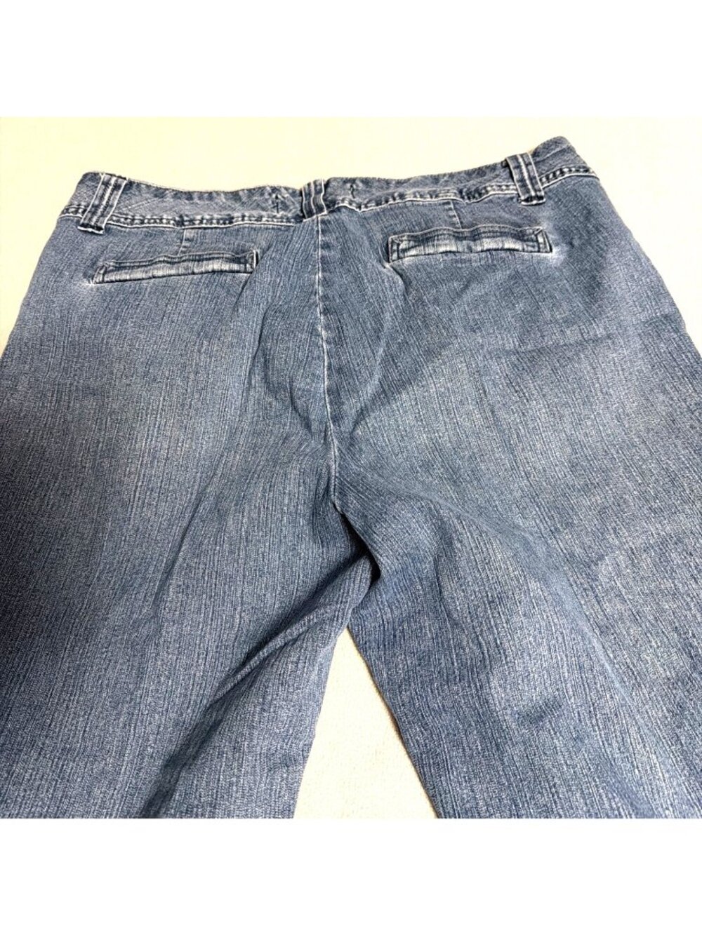 Jms Classic Capri Jeans Antique Blue 18W Floral Embroidered Hem Cotton Blend - Picture 4 of 7